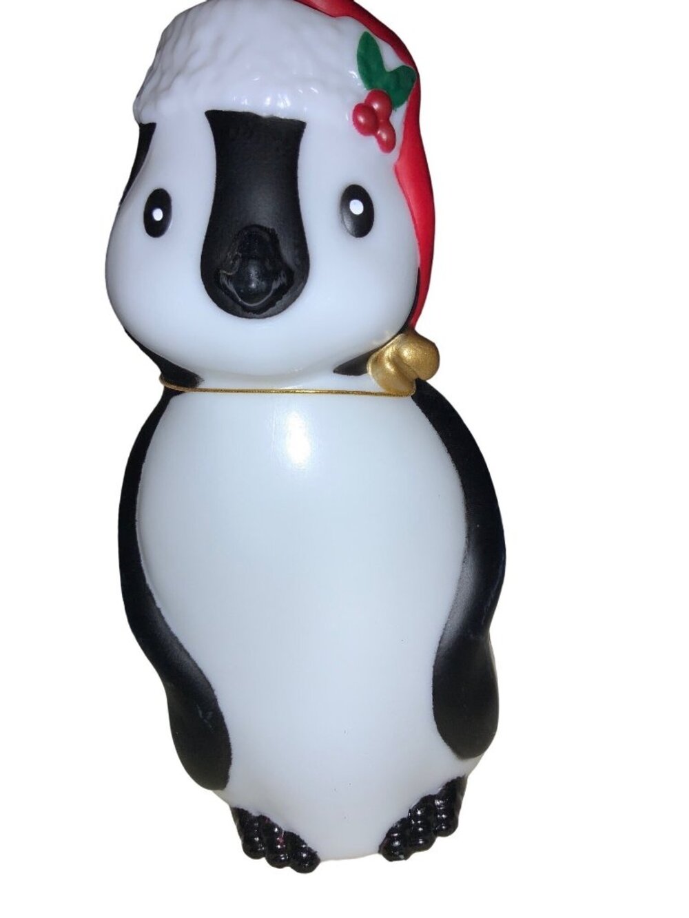 Light Up Penguin Christmas Decoration With Santa Hat 11 Inches Tall Blow Mold